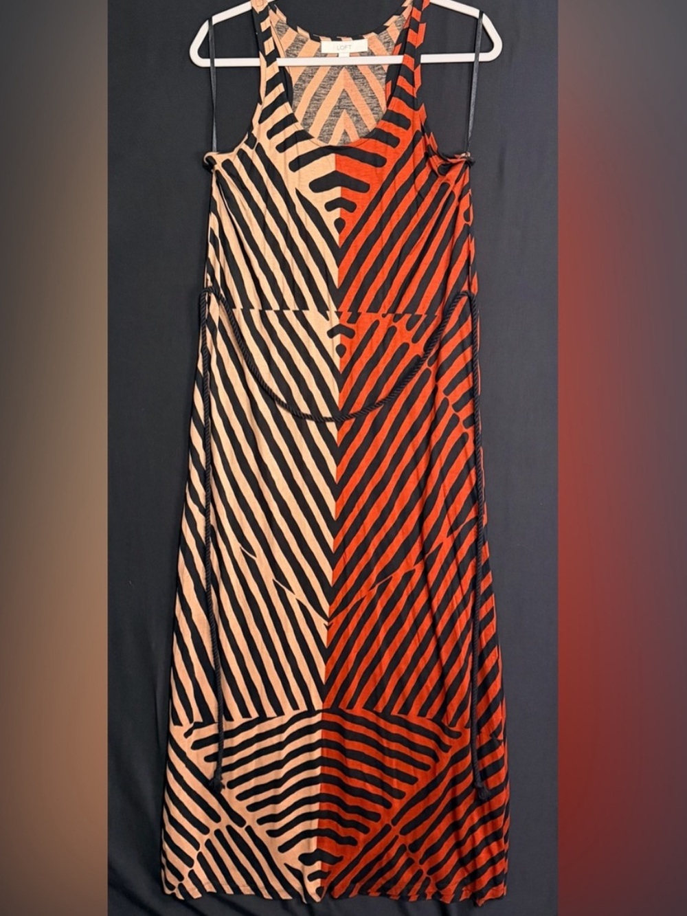 LOFT Maxi Dress Colorblock Striped Size Large